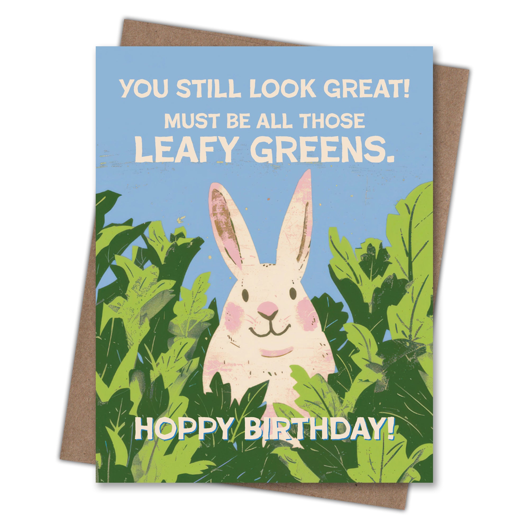 Leafy Greens Bunny - Recycled Birthday Card for Gardeners