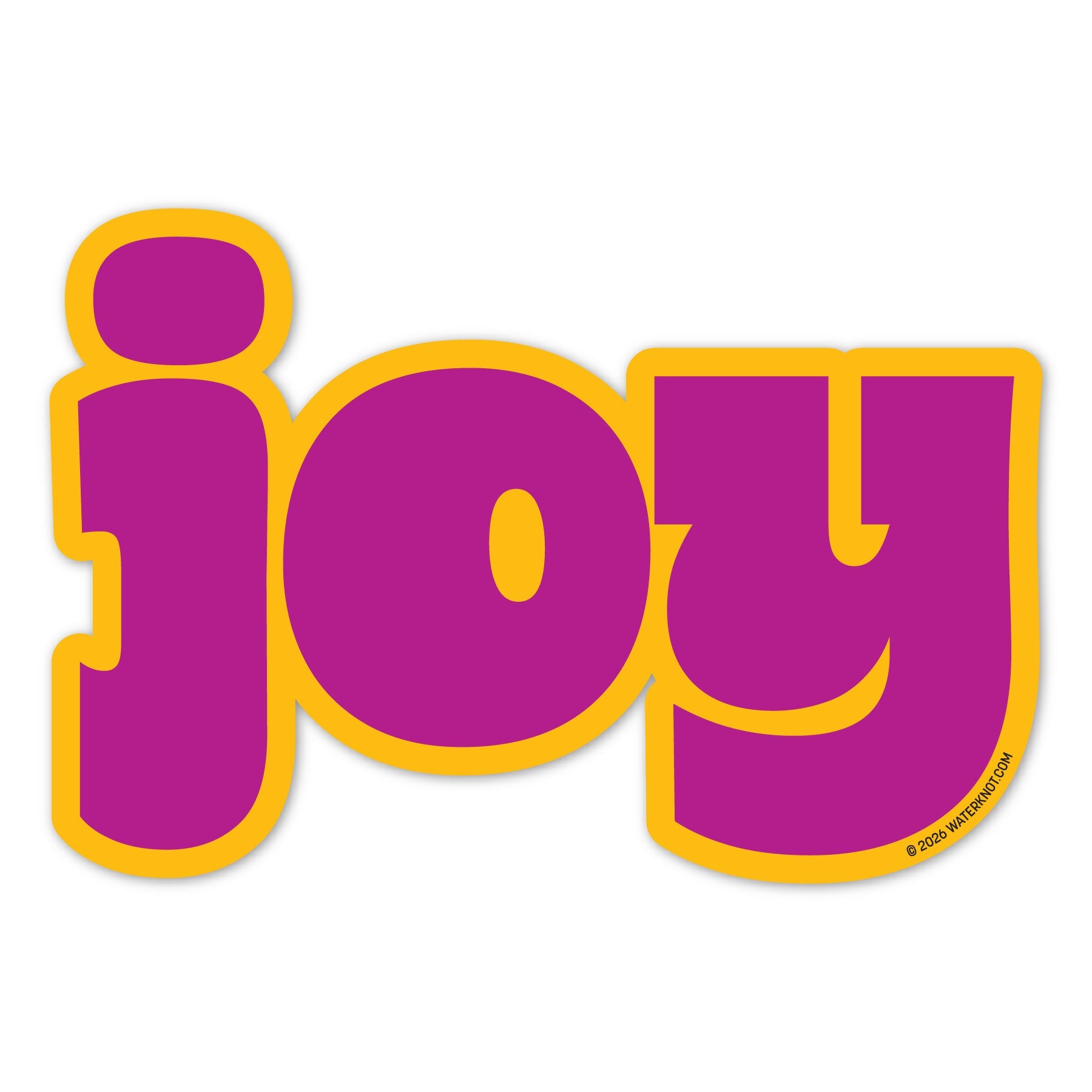 Bright retro typography sticker with the word Joy.