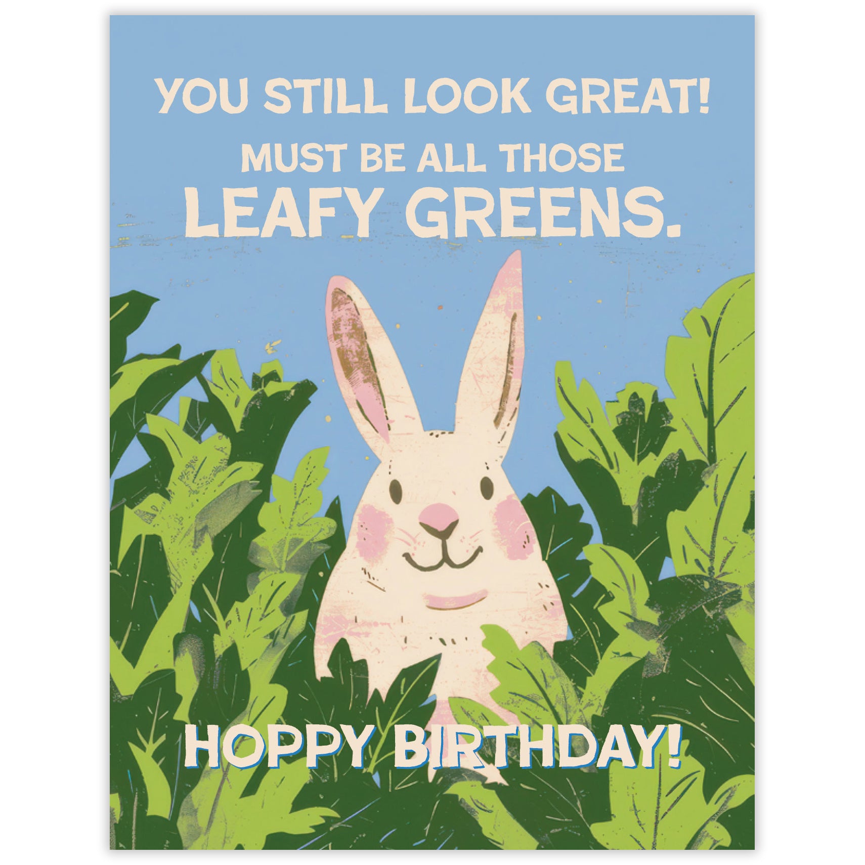 Leafy Greens Bunny - Recycled Birthday Card for Gardeners