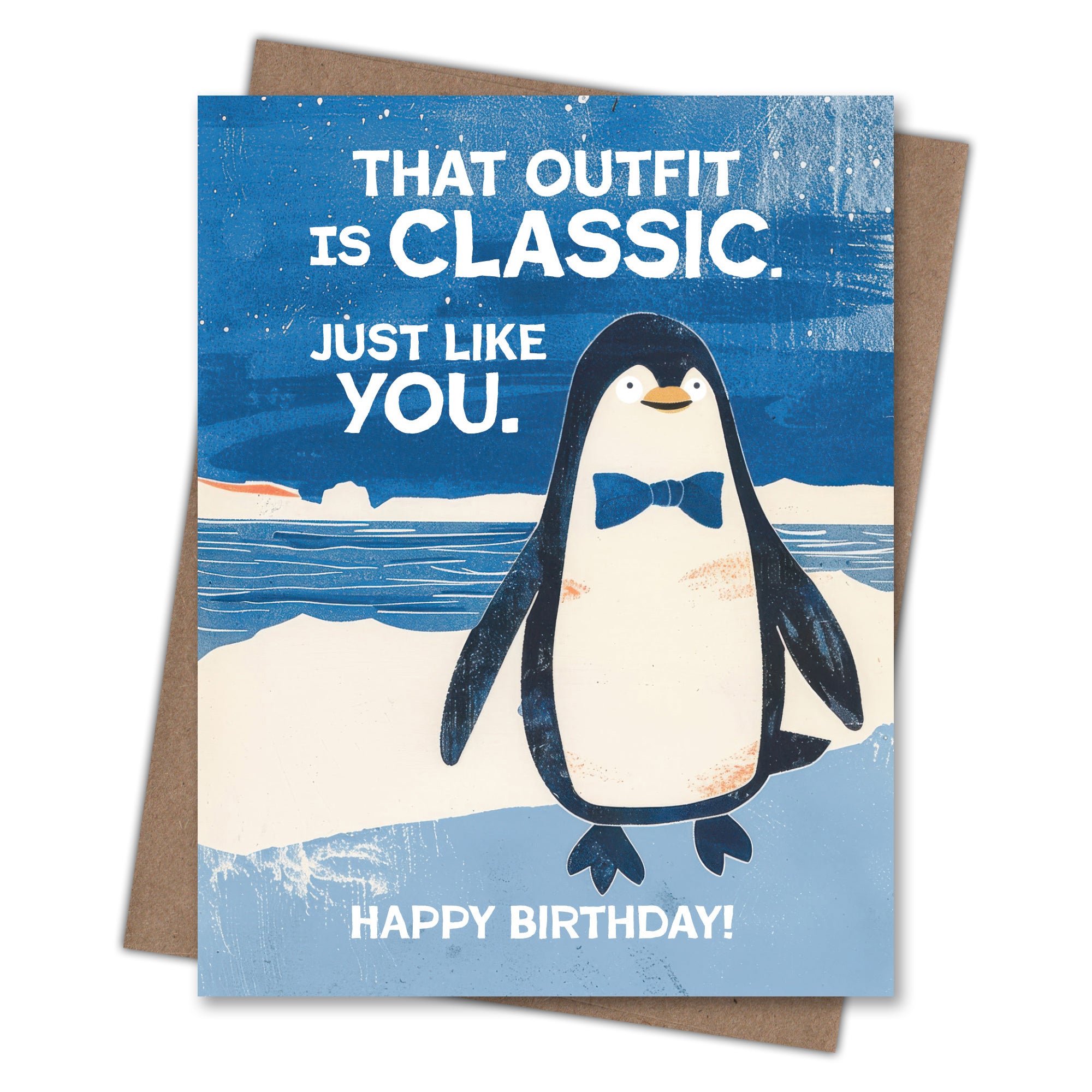Classic Penguin - Recycled Birthday Card for Animal Lovers