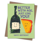 Wine and Cheese - Recycled Birthday Card for Foodies and Cooks