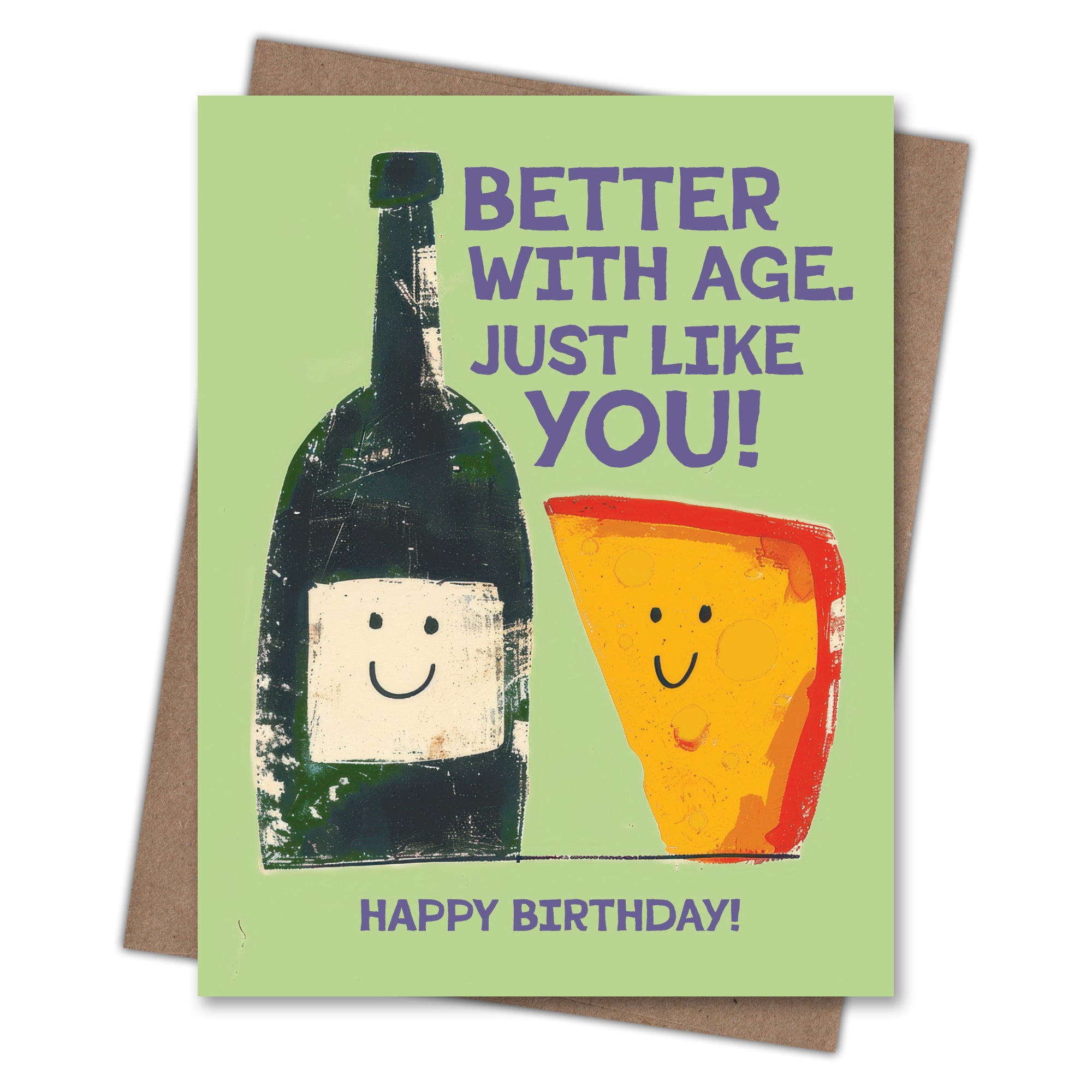 Wine and Cheese - Recycled Birthday Card for Foodies and Cooks