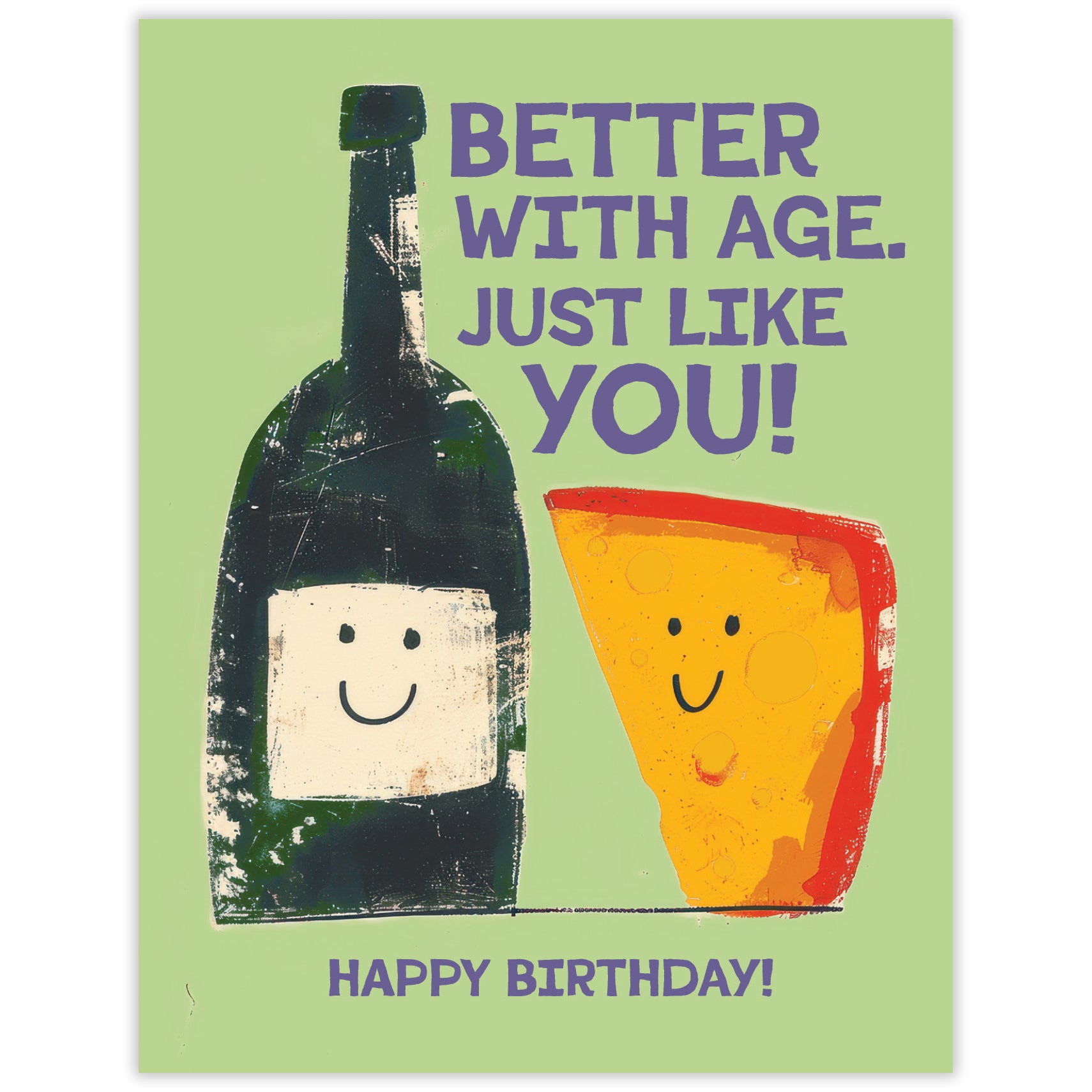 Wine and Cheese - Recycled Birthday Card for Foodies and Cooks