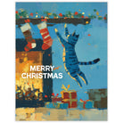 Stockings Cat - Recycled Christmas Card for Cat Lovers