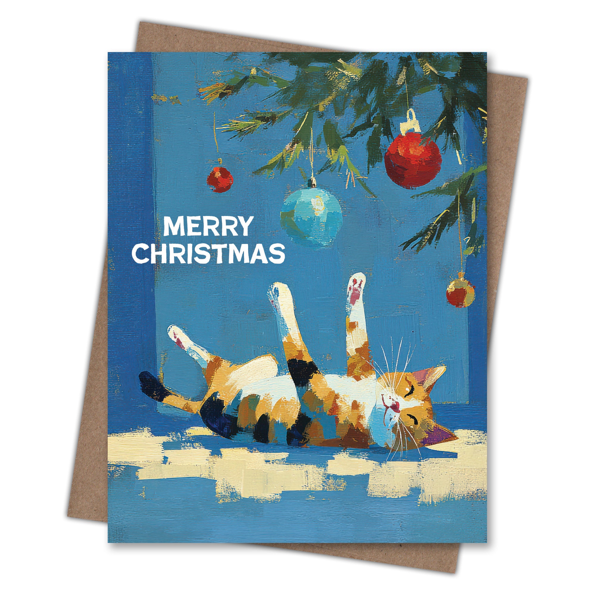 Ornaments Cat - Recycled Christmas Card for Cat Lovers