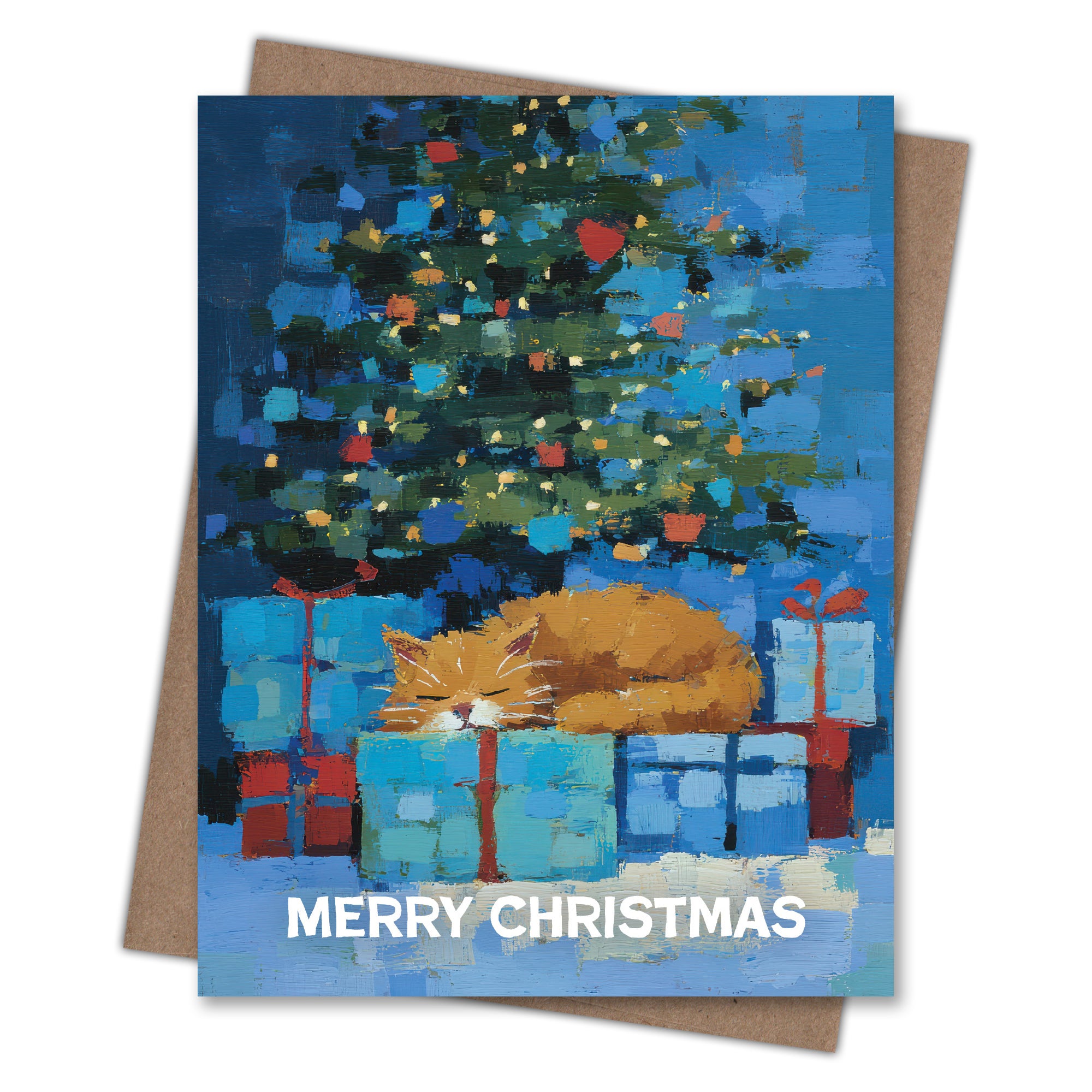 Presents Cat - Recycled Christmas Card for Cat Lovers