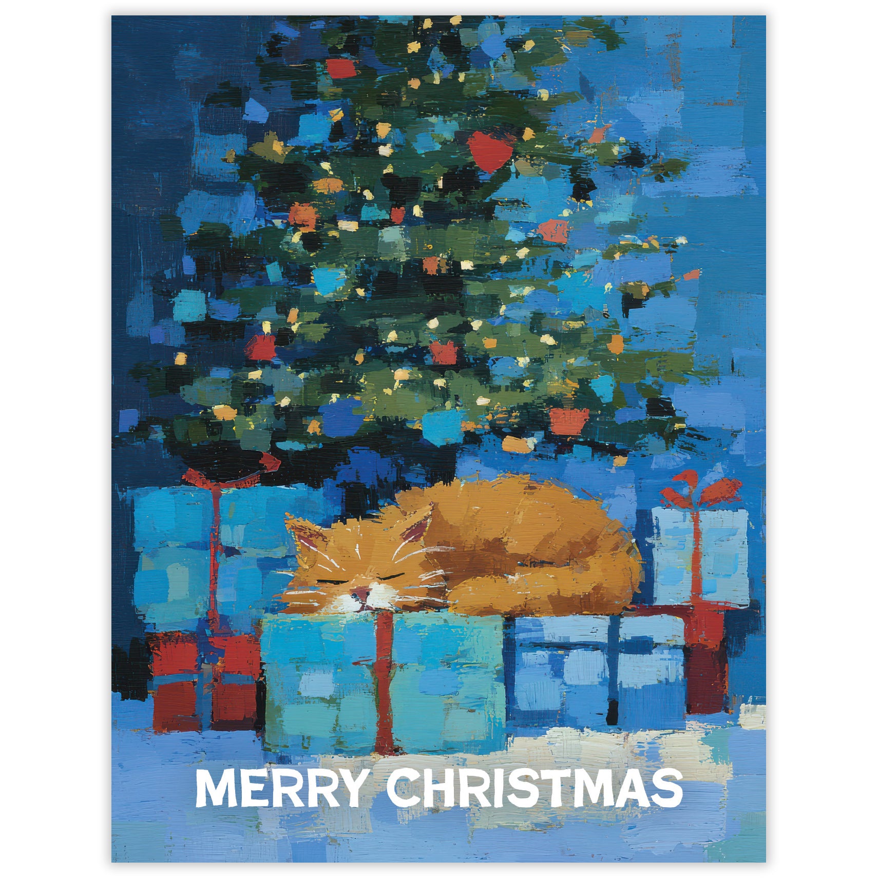 Presents Cat - Recycled Christmas Card for Cat Lovers