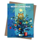 Tree Topper Cat - Recycled Christmas Card for Cat Lovers