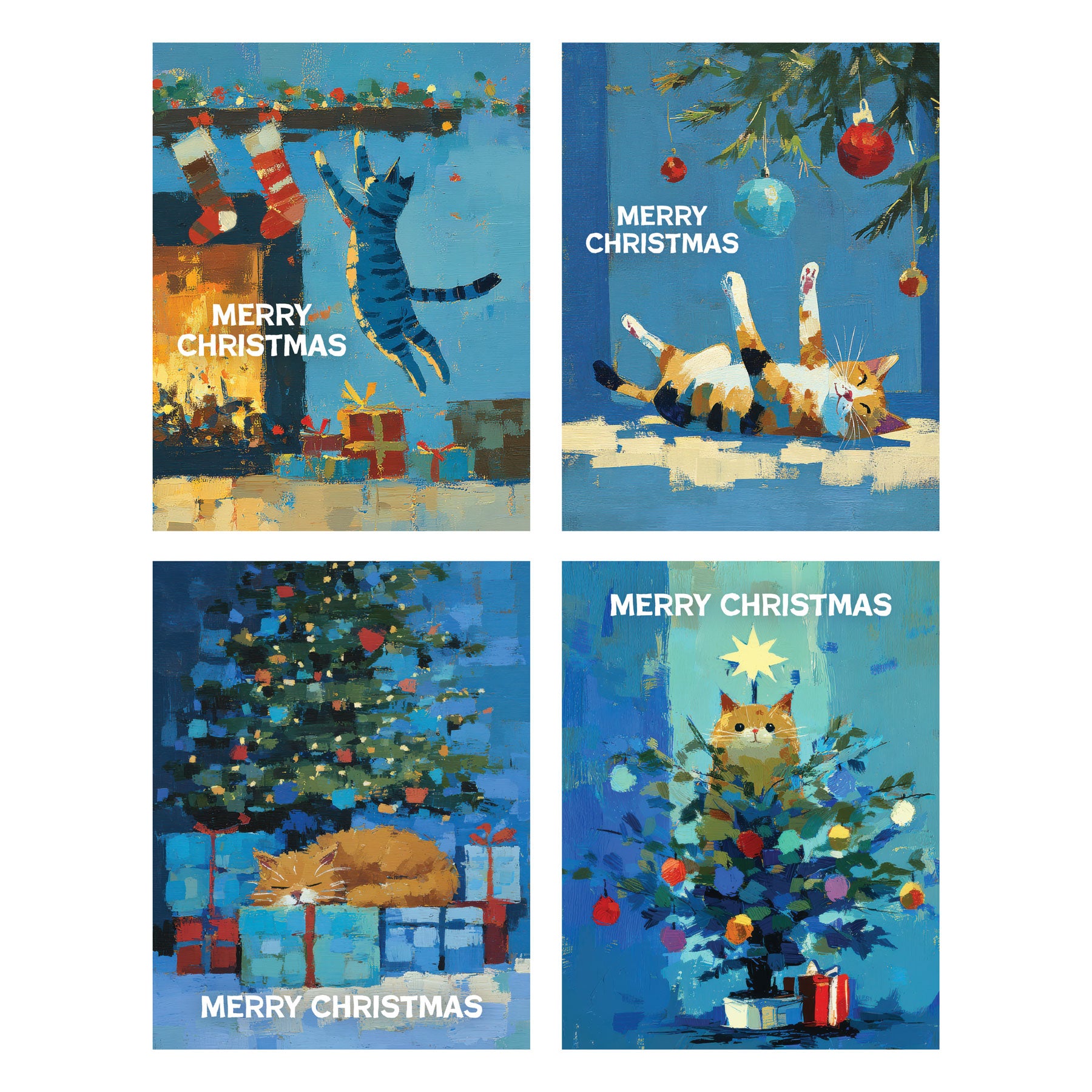 Cute Kitties - Recycled Christmas Cards Box Set for Cat Lovers