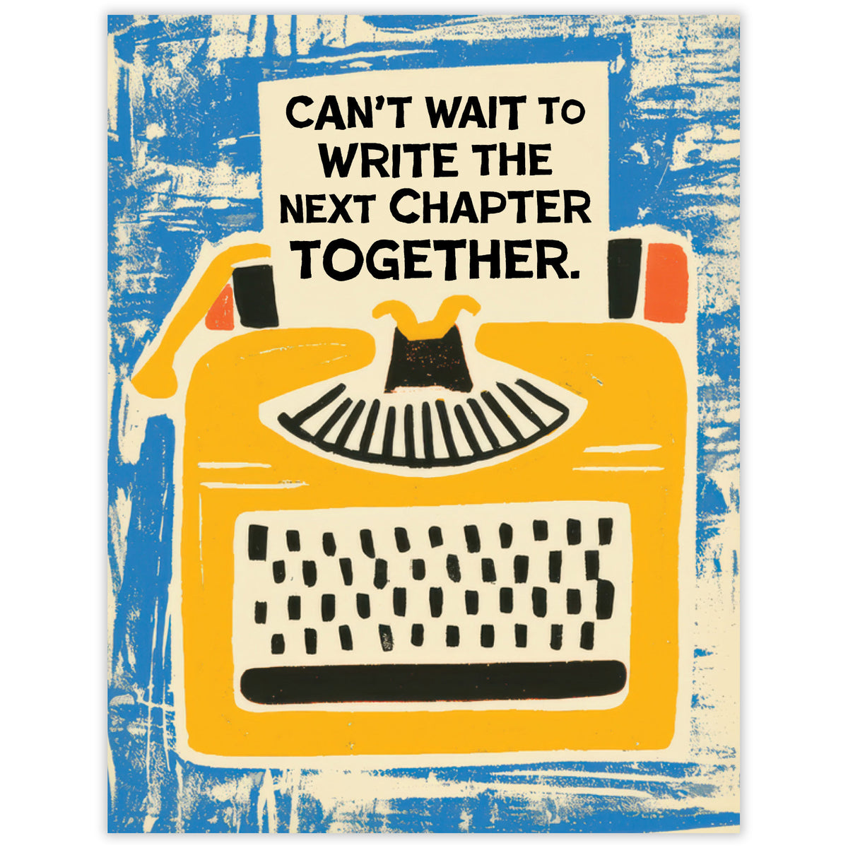 Vintage yellow typewriter with a love message