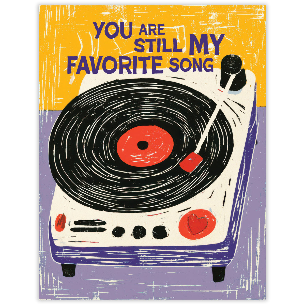 Retro record player with a favorite song love message