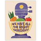 Retro stand mixer and ingredients with a love message